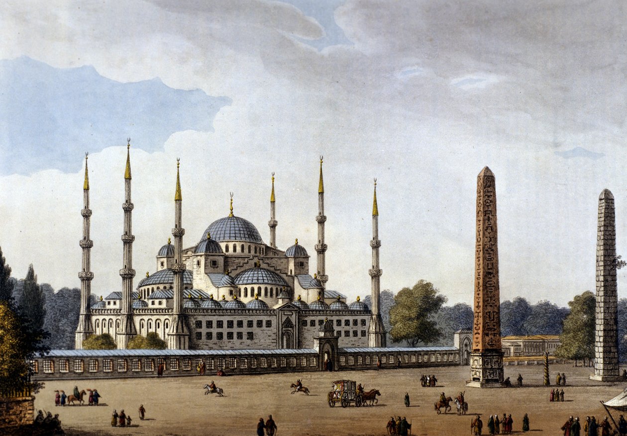 诺丁堡。圣索菲亚清真寺（Hagia Sophia）。19世纪末的雕版画 作者 未知艺术家