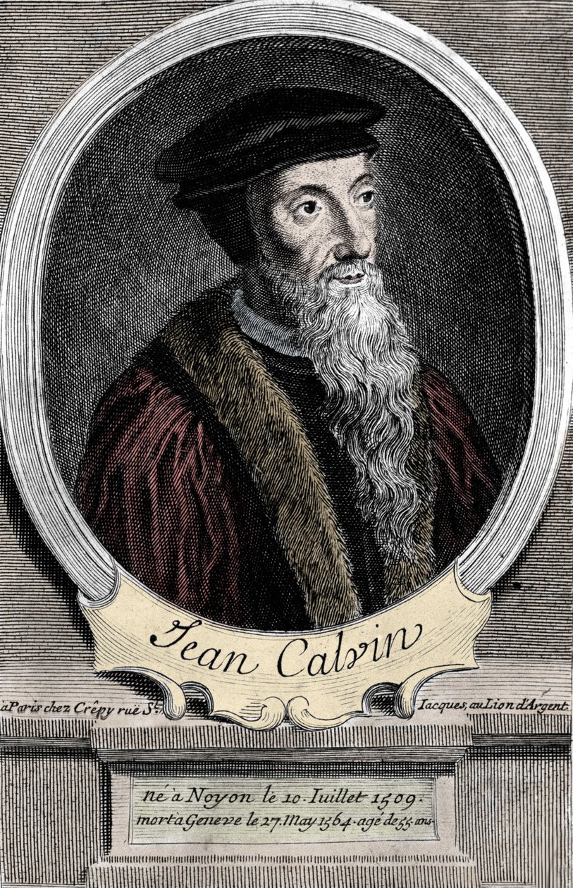 Jean Calvin (1509-1564) 的肖像，法国宗教改革家和作家。 作者 未知艺术家