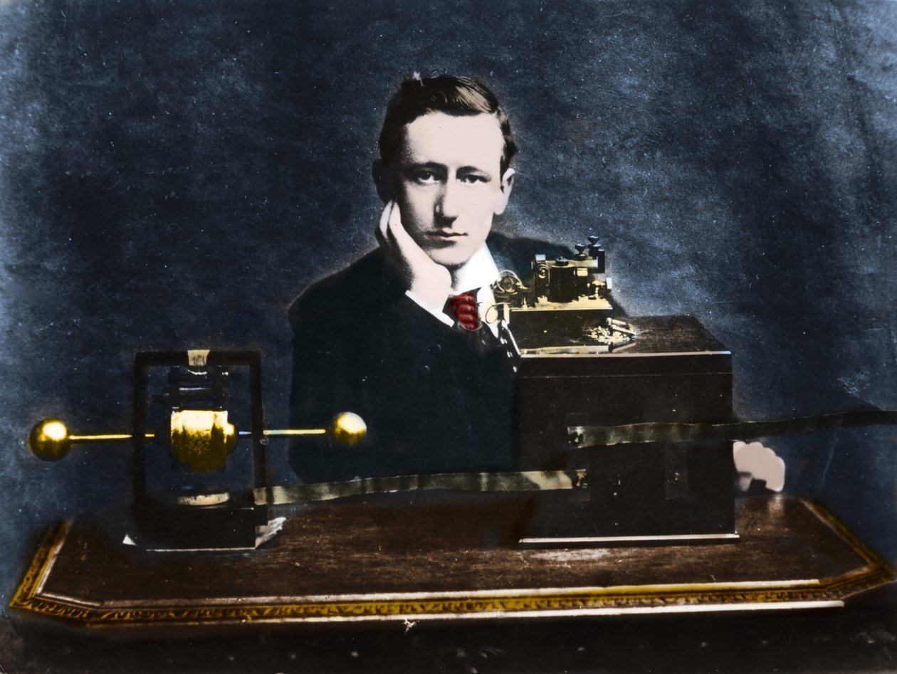 马可尼（Guglielmo Marconi）（1874-1937），意大利物理学家和发明家，1896年在英国。 作者 未知的摄影师