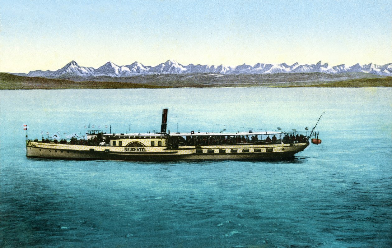纽沙特尔湖（法国，瑞士）：沙龙蒸汽船）1913 年（明信片） 作者 未知的摄影师