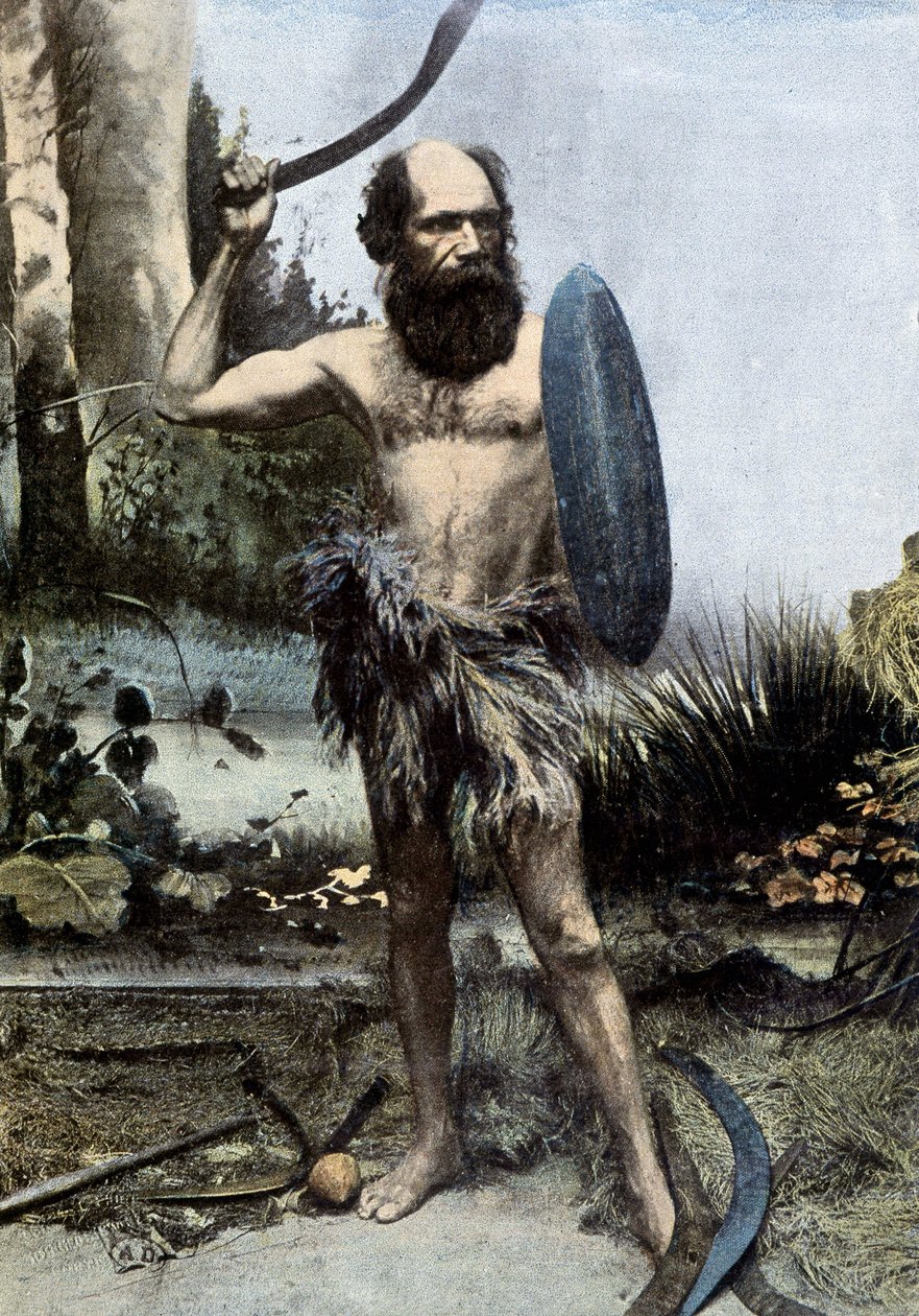 Native Australian weapon of a boomerang - autochrome 作者 未知的摄影师