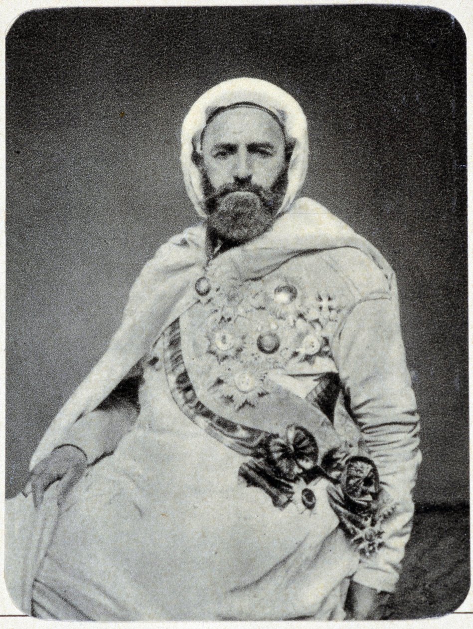 1875 年阿卜杜勒卡德尔 (Abdulkader) 的肖像 - 照片。 作者 未知的摄影师