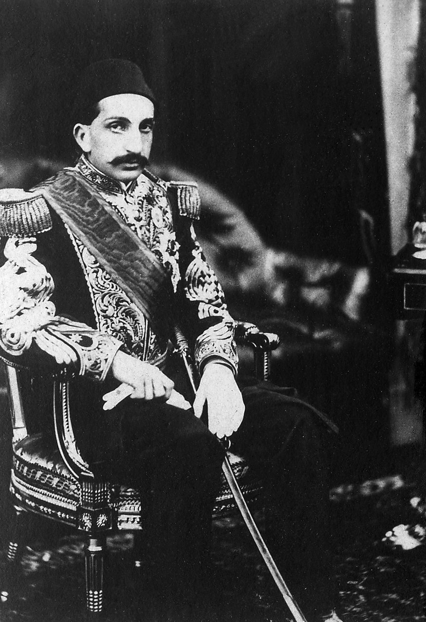 奥斯曼帝国苏丹阿卜杜勒哈米德二世 (Abd ul Hamid, Abd-ul-Hamid, Abdulhemit, Abdul Hamid, Abd al-Hamid, Abd al-Hamid, Abd al-Hamid) (1842-1918) 的肖像。 作者 未知的摄影师