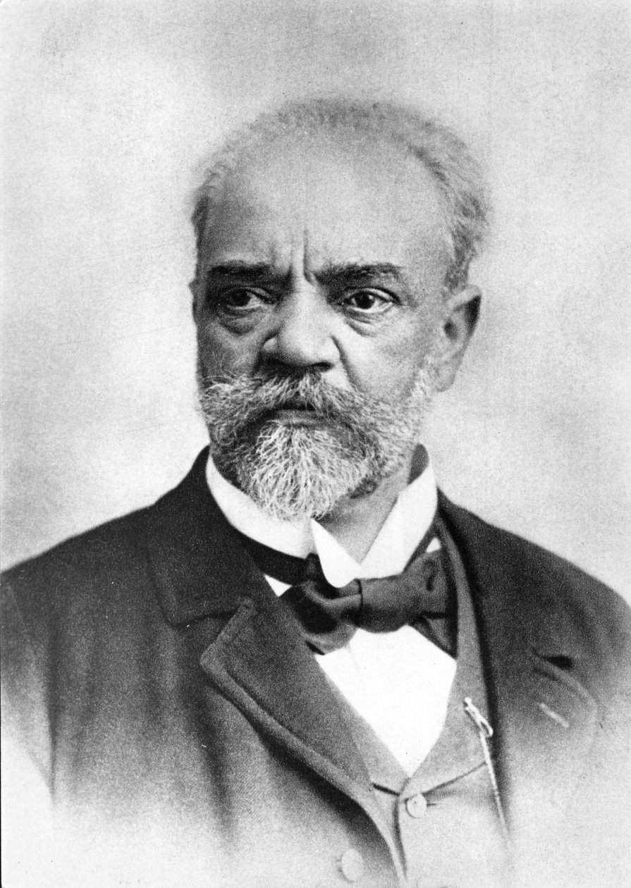 捷克作曲家安东 (Antonin) Dvorak (1841 - 1904) 的肖像。 作者 未知的摄影师
