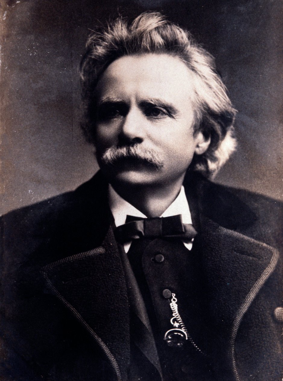 爱德华·格里格 (Edvard Grieg) (1843-1907) 挪威作曲家的肖像 照片。 19 世纪。 米兰，音乐学院图书馆 作者 未知的摄影师