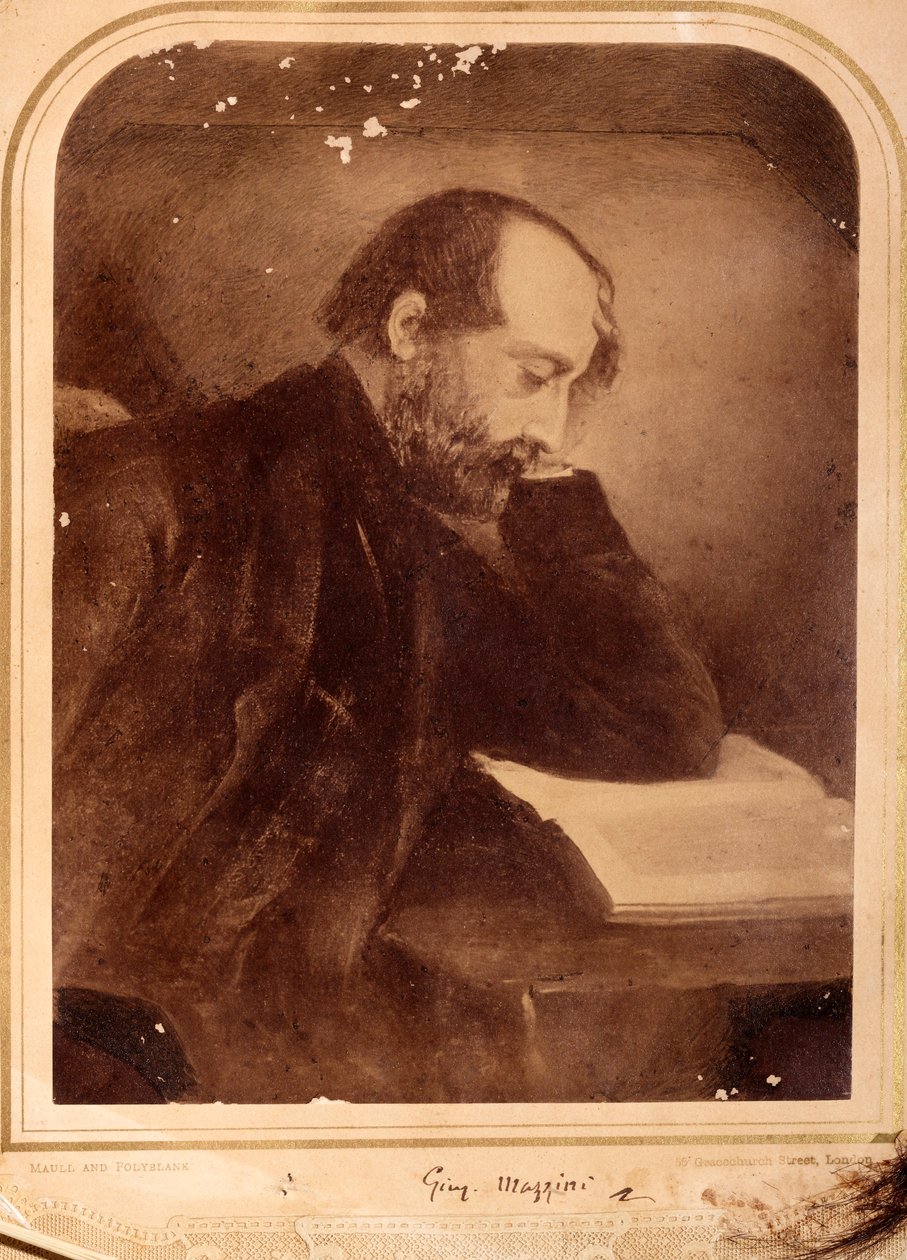 Portrait of Giuseppe Mazzini, with autograph (b/w photo) 作者 未知的摄影师