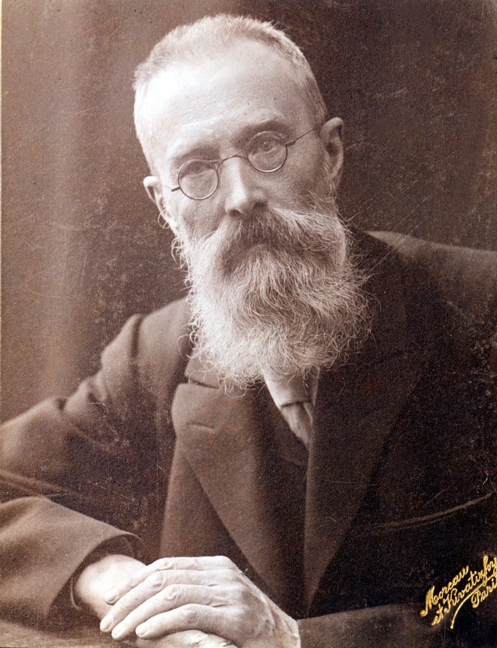 Nicholas (Nikolai) Rimsky Korsakov (Rimsky-Korsakov) (1844-1908))，俄罗斯作曲家的肖像。 19 世纪的照片。 作者 未知的摄影师