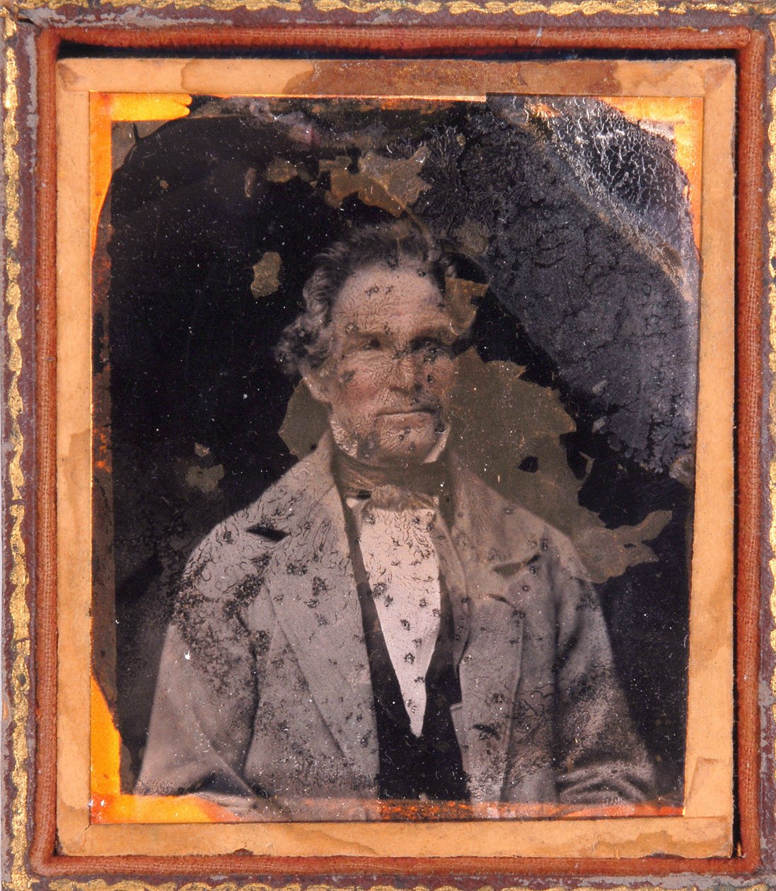 一个男人的肖像。大约在1850年，框架下的达盖尔照相术（Daguerre）。 作者 未知的摄影师