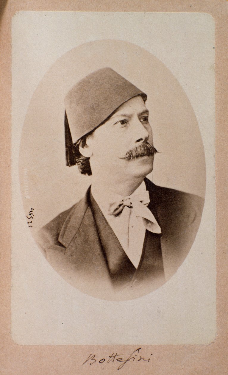 意大利指挥家、低音提琴音乐家和作曲家 Giovanni Bottesini (1821-1889) 的肖像照片。 19 世纪博洛尼亚，市民音乐书目博物馆 作者 未知的摄影师