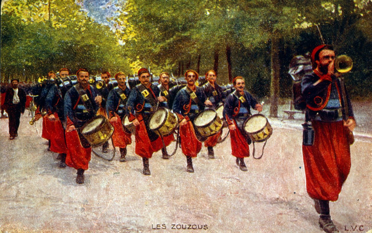 第一次世界大战宣传明信片，约 1916 年，展示北非 Zouaves 士兵 作者 未知的摄影师