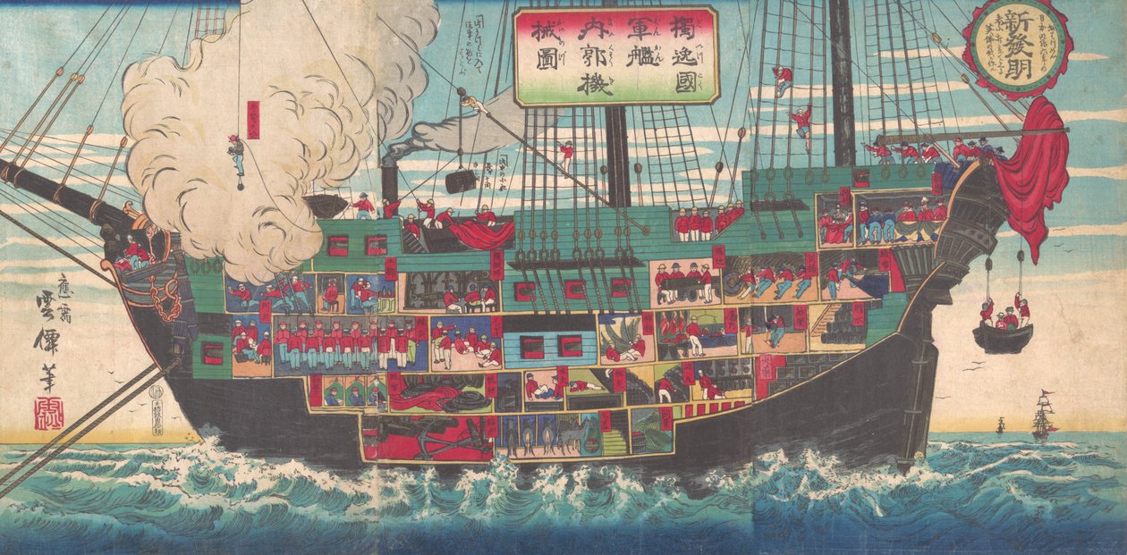 一艘日本武装战舰的内部工程，1874年。 作者 我们的