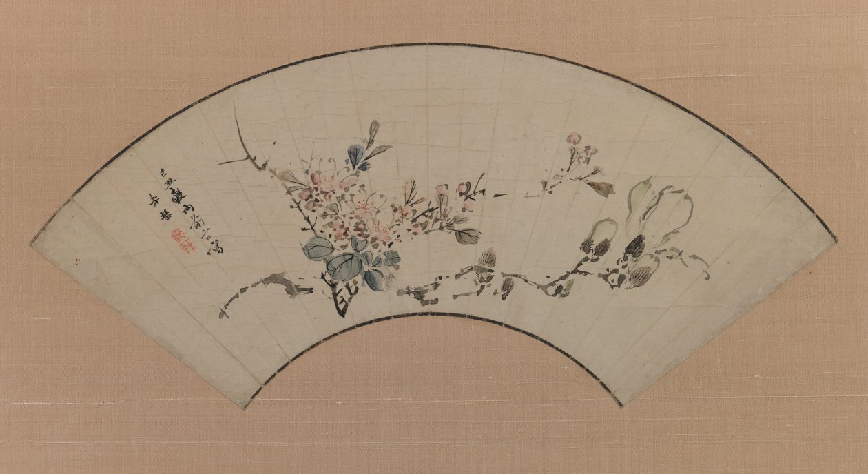 樱花和Manolia，1829年（纸上的墨水和浅色） 作者 浦上俊金