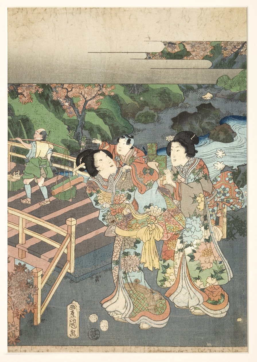 秋天，19世纪50年代初（木刻） 作者 歌川国贞