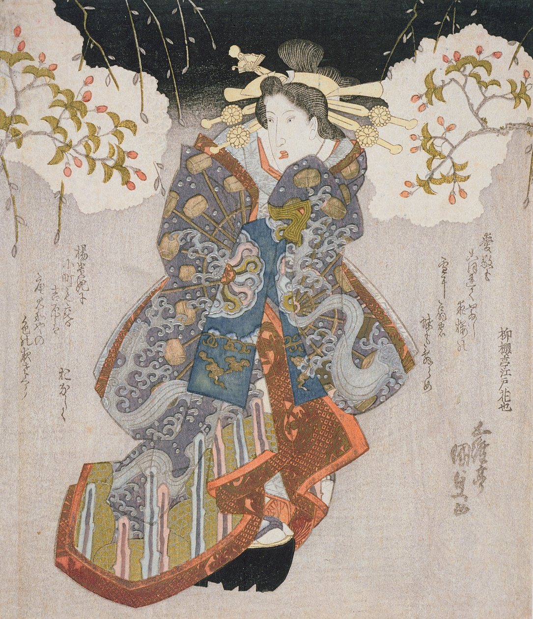 Iwai Kumesaburo II作为妓女，1830年（彩色木版画） 作者 歌川国贞