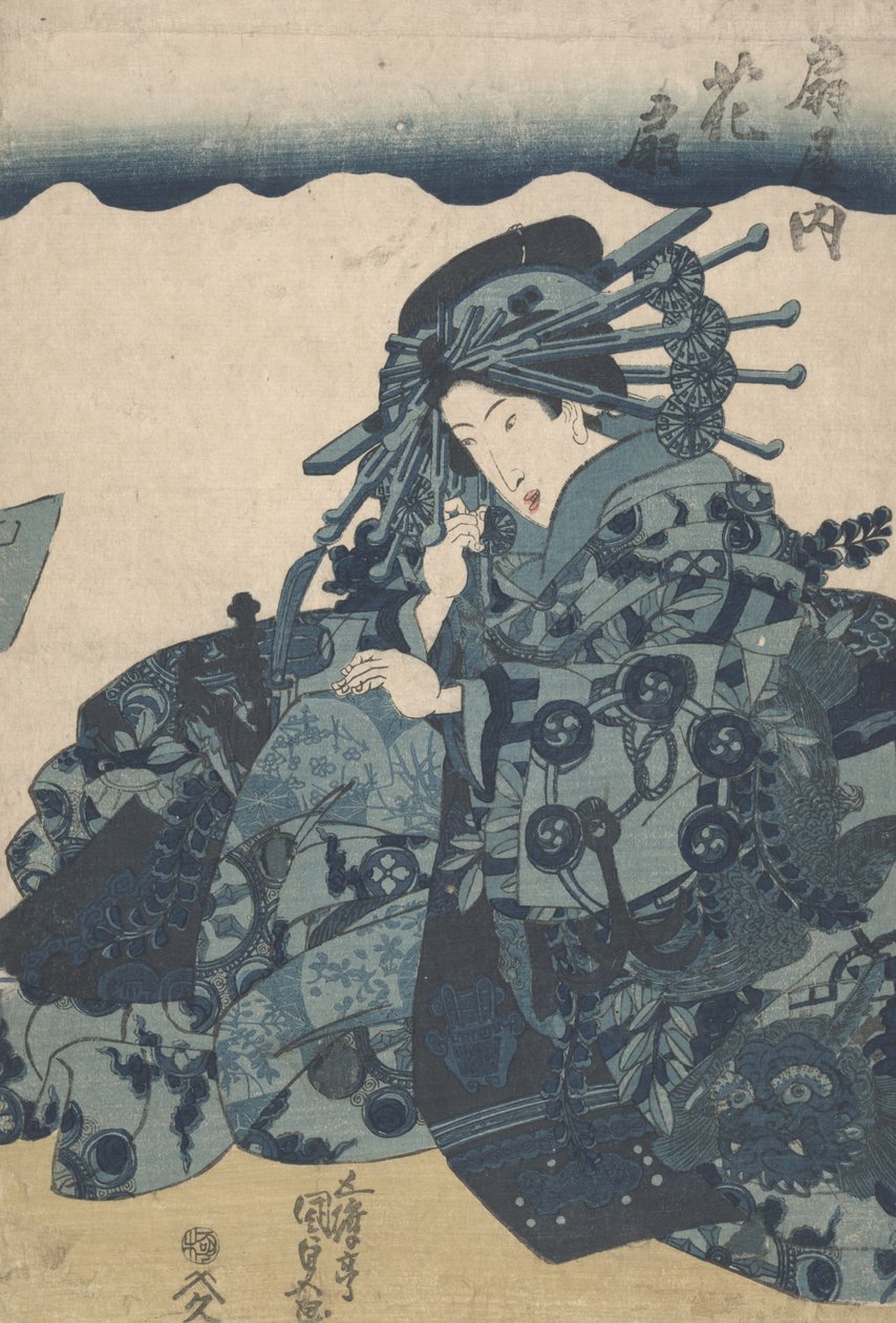 未知的aizuri-e print，c.1830 作者 歌川国贞