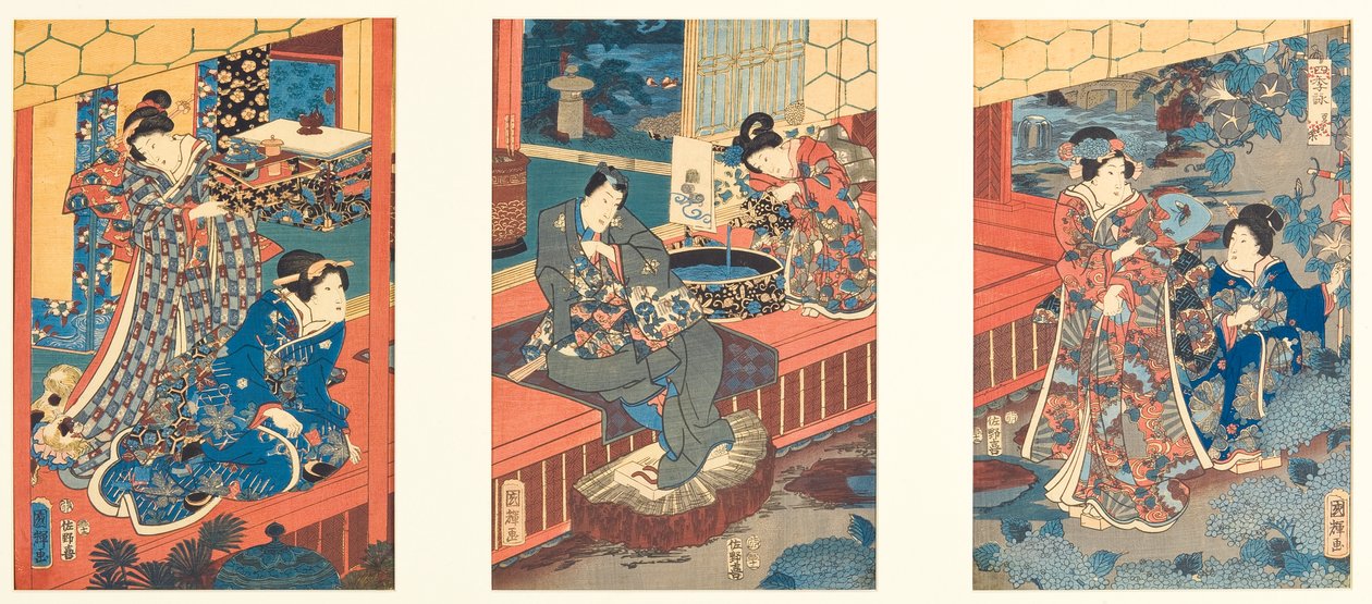 夏天的喜悦（Natsuo tanoshimi），1853年（木刻） 作者 歌川国辉