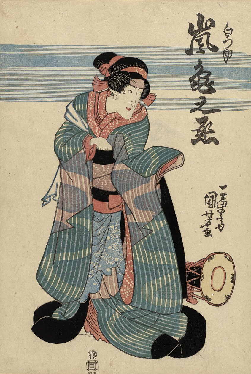 演员Arashi Kamenojo II作为Shiratsuyu，c.1840（彩色木版画） 作者 歌川国义