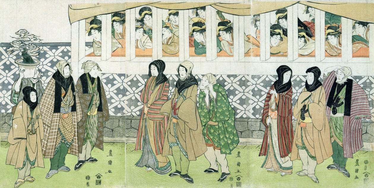 演员行走（彩色木版画） 作者 歌川丰国