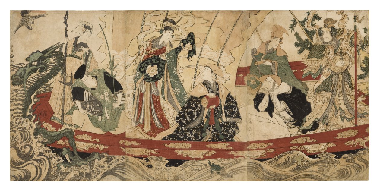 演员作为宝藏船上七大财神，1800-05（木刻） 作者 歌川丰国