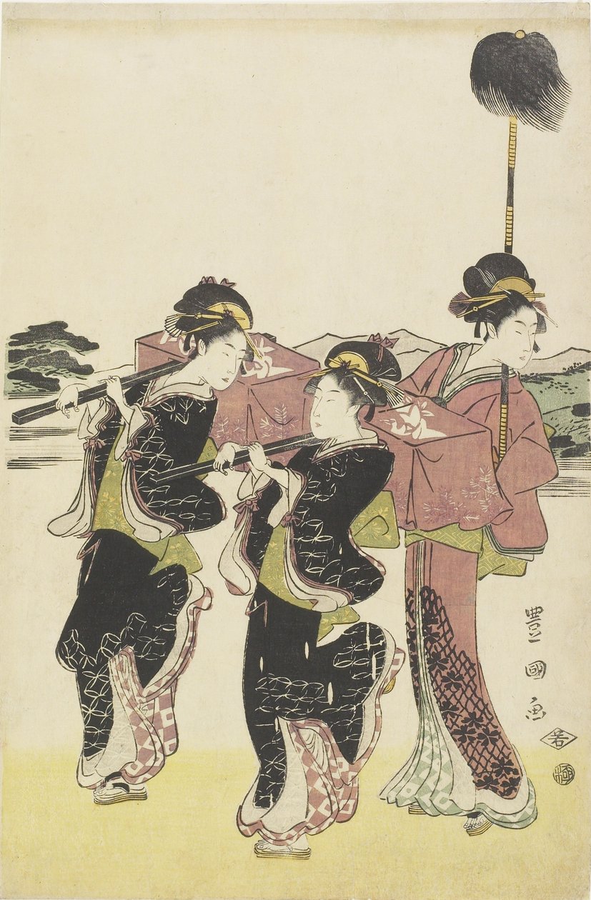 Oiran（高级名妓）作为Daimyo_游行的冥冥之旅，18世纪末至19世纪初 作者 歌川丰国