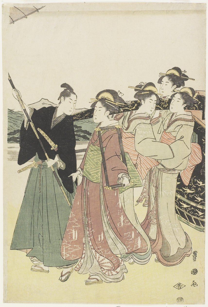 Oiran（高级名妓）作为Daimyo_游行的冥冥之旅，18世纪末至19世纪初 作者 歌川丰国
