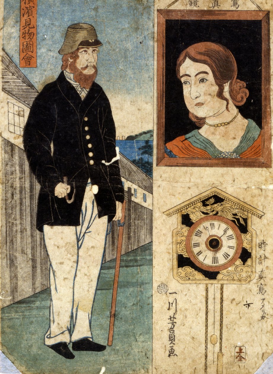 横滨（横滨kenbutsu zue），1860年的景点 作者 歌川义和