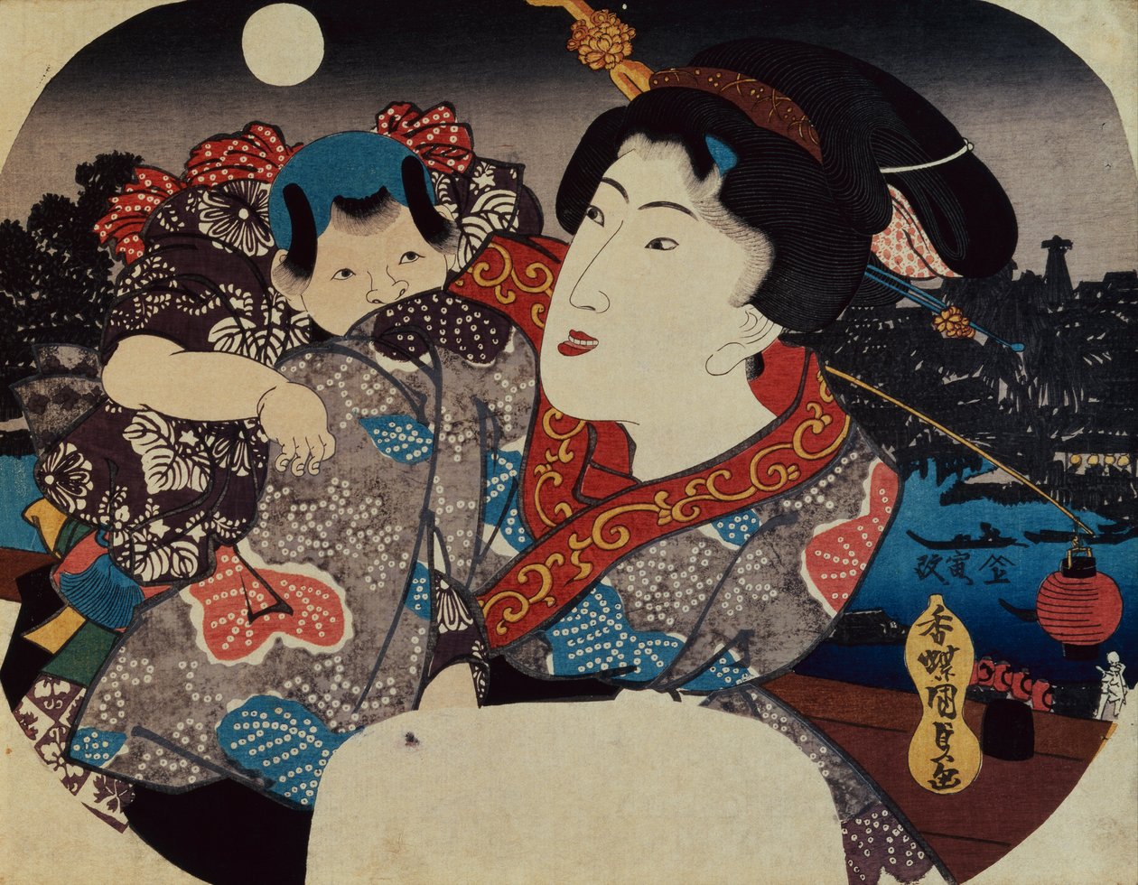 背着孩子的女人（木版画） 作者 歌川国贞