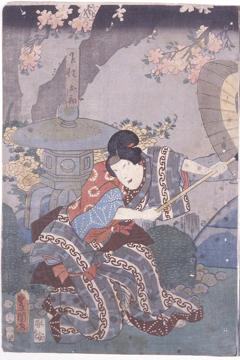 大松与岩富治的战斗（彩色木刻版画） 作者 歌川（1786-1865）国定