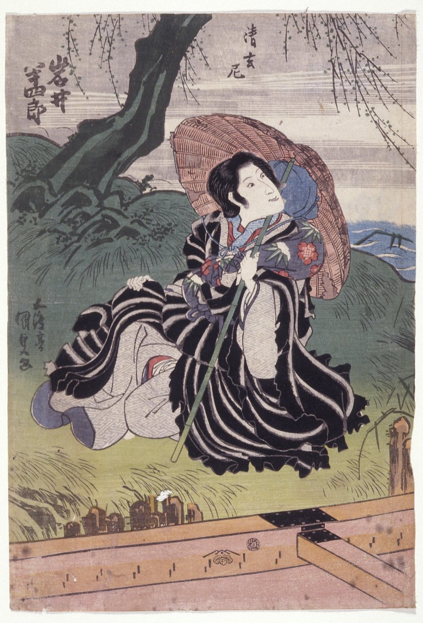 Iwai Hanshir饰演修女清源（彩色木刻版画） 作者 歌川（1786-1865）国定