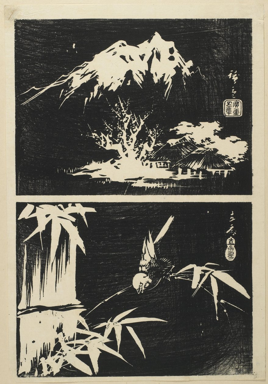 （两幅石版画），19世纪中期 作者 歌川宏重