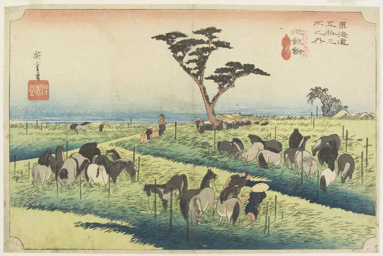 四月马博览会，Chiryu_，c。 1833 作者 歌川宏重
