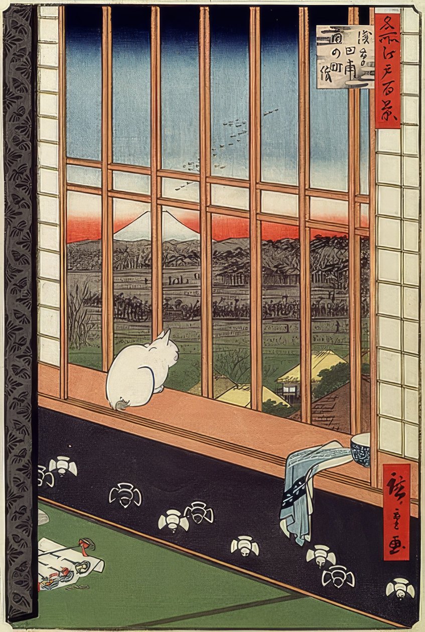 浅草稻田和都灵町节。从系列：江户的100名著名的意见。 1861年 作者 歌川宏重