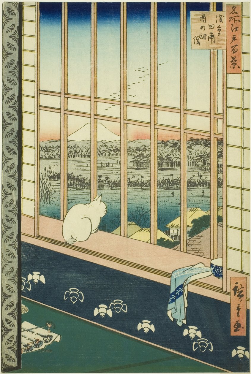 浅草稻田和鸟之町节庆（浅草箪笥鸟之町模式），选自 "江户名胜百景 "系列 作者 歌川宏重