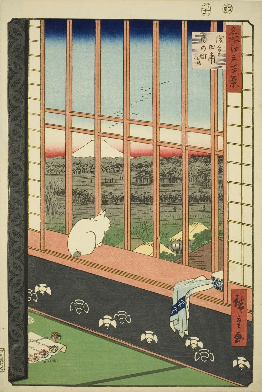 浅草稻田和鸟之町节庆（浅草箪笥鸟之町模式），选自 "江户名胜百景 "系列 作者 歌川宏重
