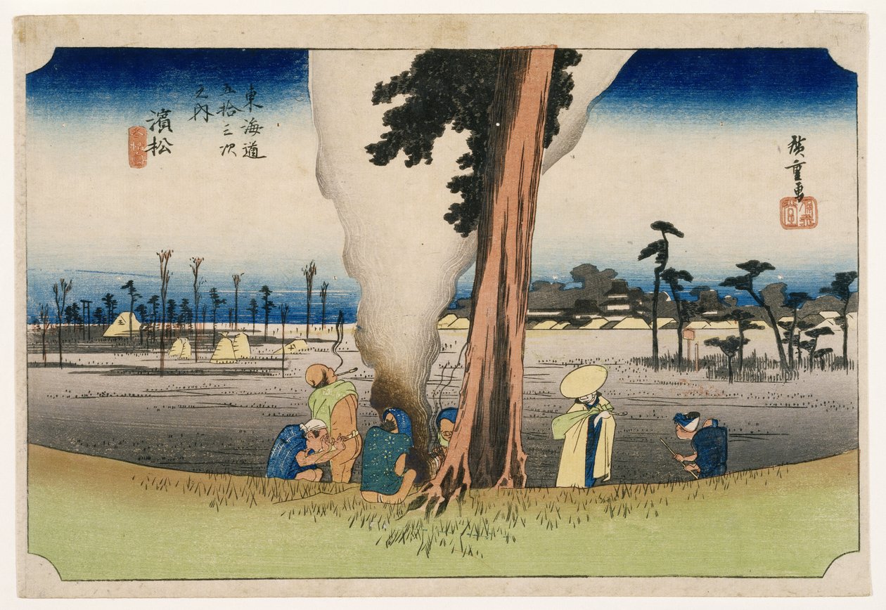 滨松道上的五十三个站的滨松，1834年（木版彩色印刷） 作者 歌川宏重
