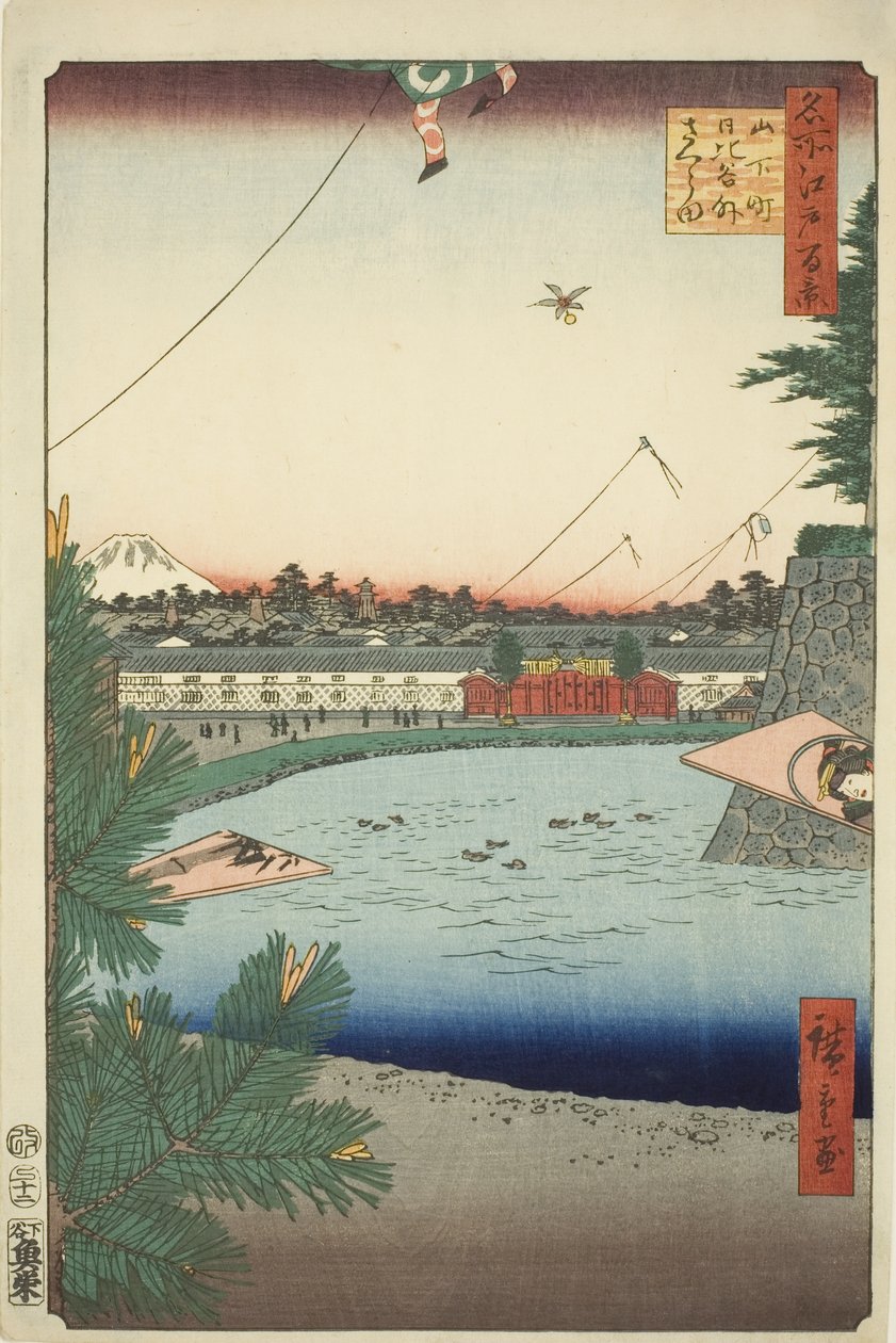 来自山下町的日比谷和后藤樱田（山下町日比谷后藤樱田），选自 "江户百景 "系列 作者 歌川宏重