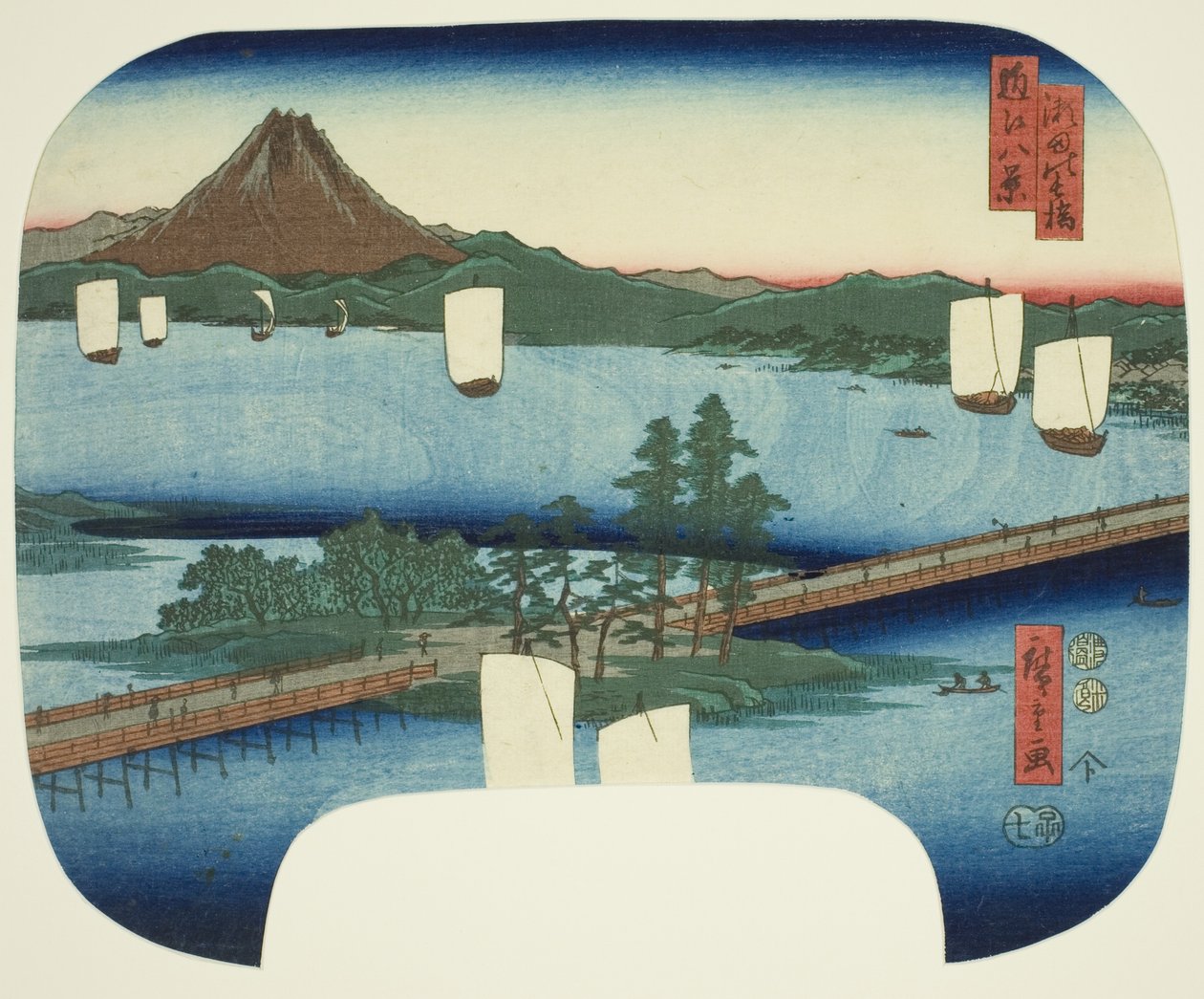 濑田的长桥，选自 "近江八景 "系列 作者 歌川宏重