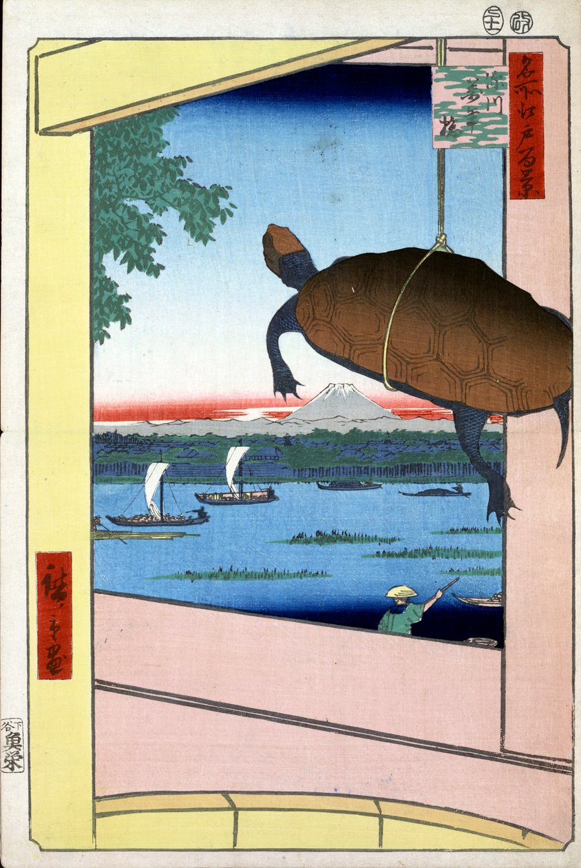 万年桥和深川区 《江户百家名景》，1856-1858。   作者 歌川宏重