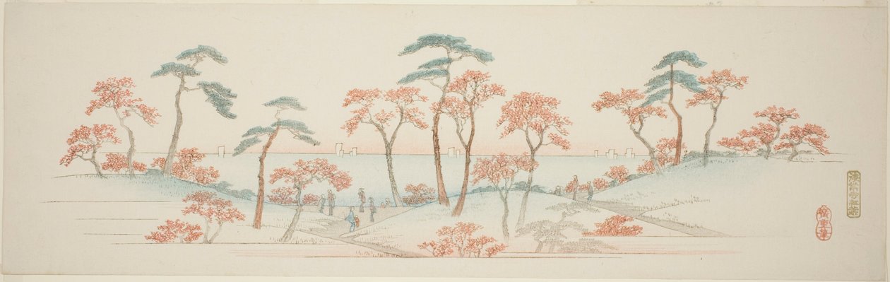 开安寺的枫树，选自无标题的江户近郊著名景观系列 作者 歌川宏重