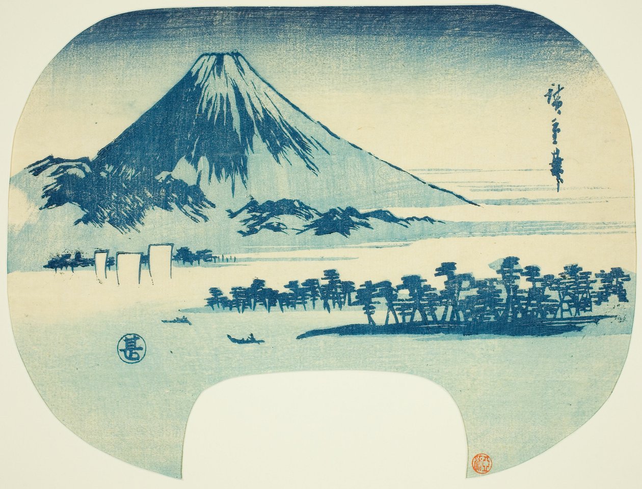 三保海滩外耸立的富士山 作者 歌川宏重