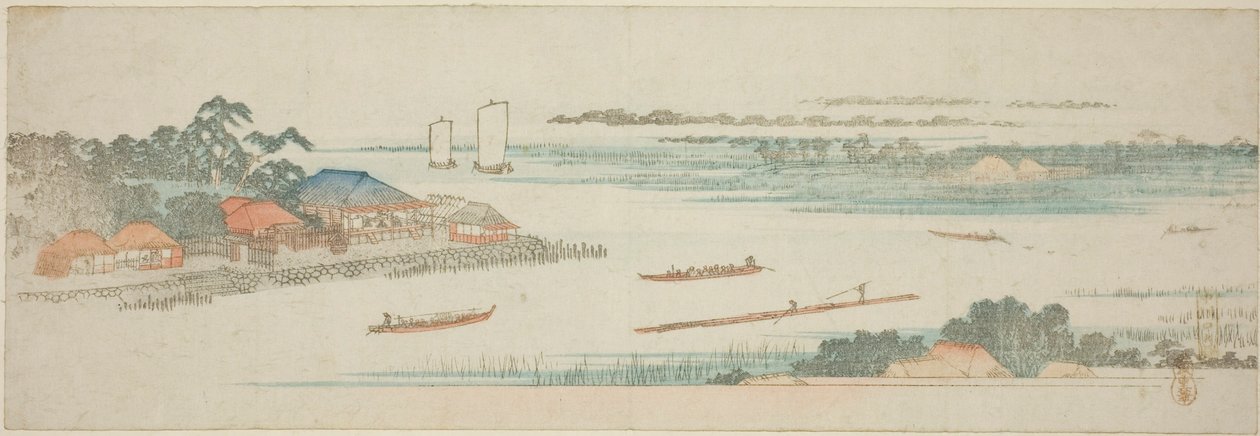 中川河口（Nakagawa guchi no zu），选自无标题的江户近郊著名景观系列 作者 歌川宏重