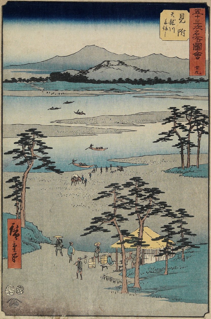 1855年7月，在Mitsuku河上的23号渡轮 作者 歌川宏重