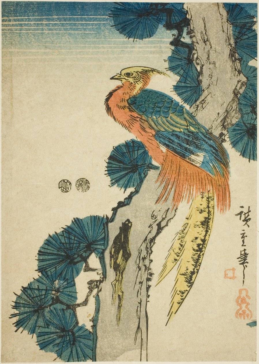 野鸡和松树 作者 歌川宏重