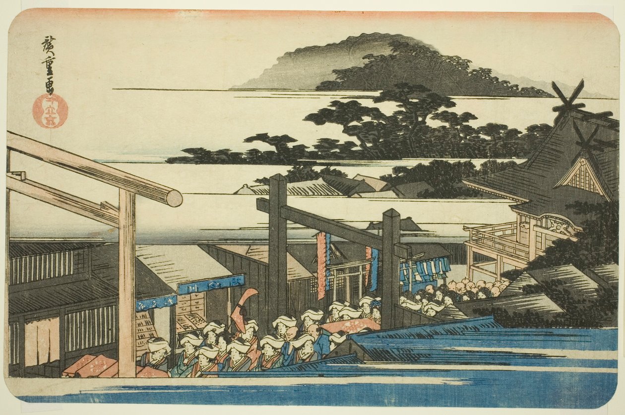 芝神明神社（芝神明神殿），选自 "东都名胜（东都名胜）"系列 作者 歌川宏重