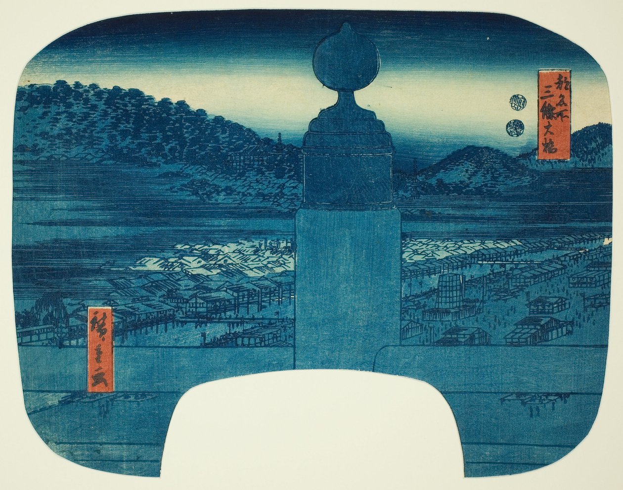 三条桥（Sanjo Ohashi），选自 "京都名胜（Miyako meisho）"系列 作者 歌川宏重