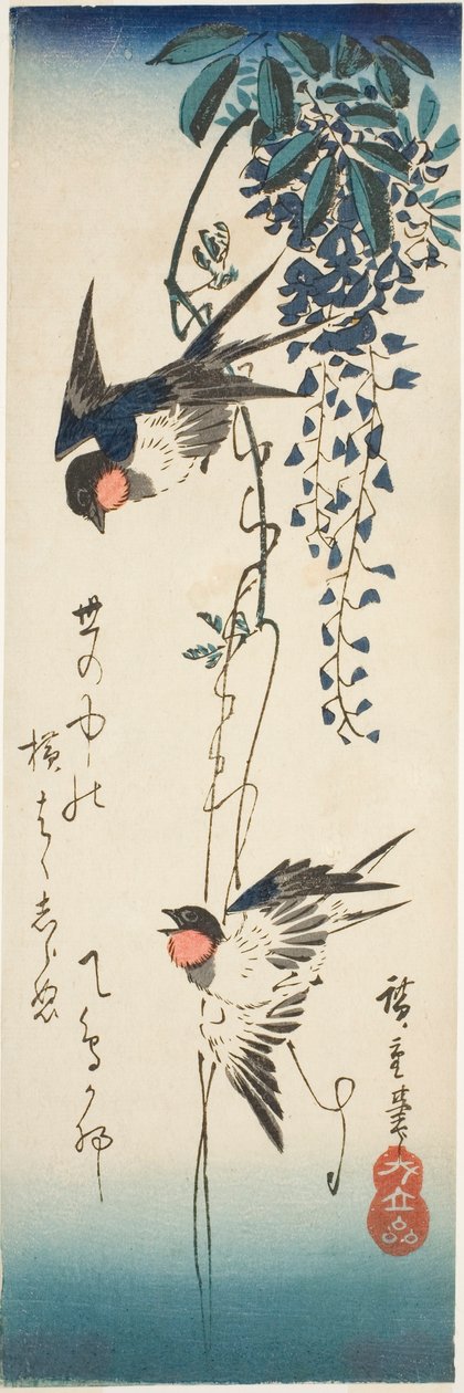 燕子和紫藤 作者 歌川宏重
