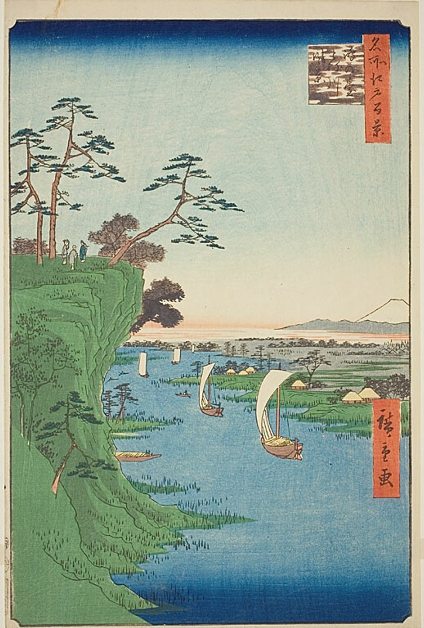江户名胜百景 "系列第 95 号《江户台与利根川》（江户台利根川赋）。 作者 歌川宏重