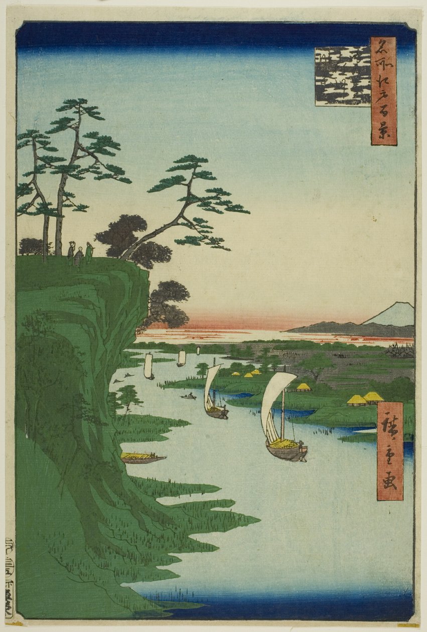 江户百景（名所江户百景）"系列中的 "江户台和利根川"（江户台利根川赋）。 作者 歌川宏重