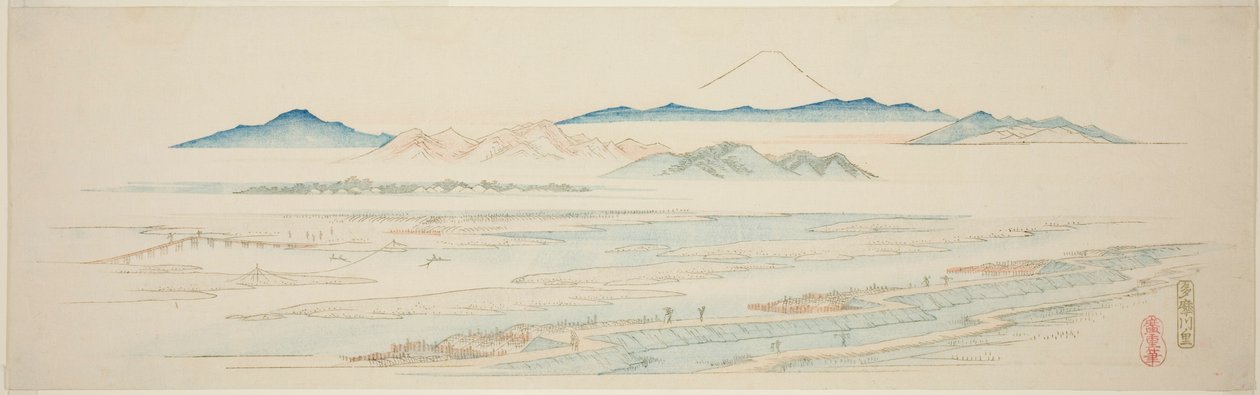 玉川村（玉川之乡），选自无标题的江户近郊著名景观系列 作者 歌川宏重