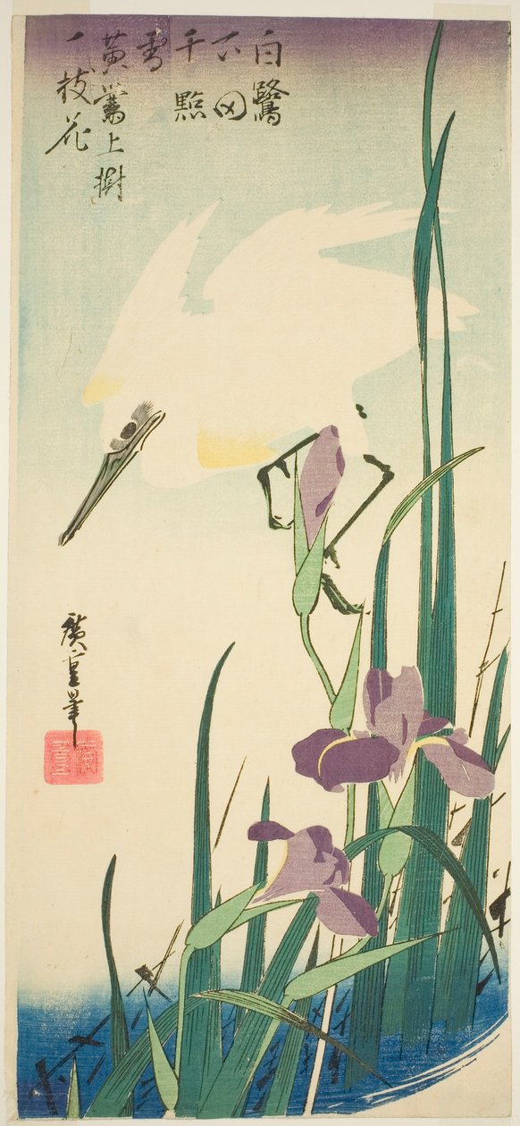 白鹭和鸢尾花 作者 歌川宏重